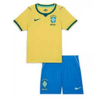 Camiseta Brasil Primera Equipación Replica Mundial 2026 para niños mangas cortas (+ Pantalones cortos)
